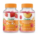 Livlig vitamin D3 + Vitamin K2 + Magnesium 85mg, Gummies Bundle - Great Tasting, Vitamin Supplement, Gluten Free, GMO Free, Chewable Gummy