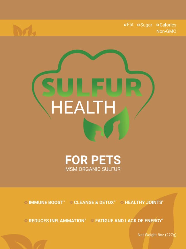 Organic Pet Sulfur - 99,9% Pure MSM Supplement för husdjur - Lab-Tested och Certified Pet MSM