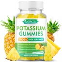 Kaliumcitrat Gummies 1000mg, High Potency Potassium Supplement Gummies för vuxna kvinnor och män, Support Leg Cramps & Muscle Health, Sugar-Free, Pineapple Flavor, 60 Count