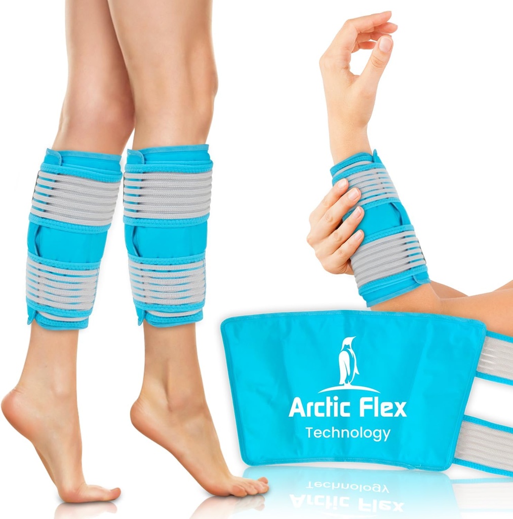 Vive Calf & Shin Ice Pack Wrap (Pair) - Extra Strength Hot & Cold Therapy för Shin Splints & Leg Pain - Justerbara kompressionsband för att stanna på plats - Frozen med 30 + Minutes of Cold