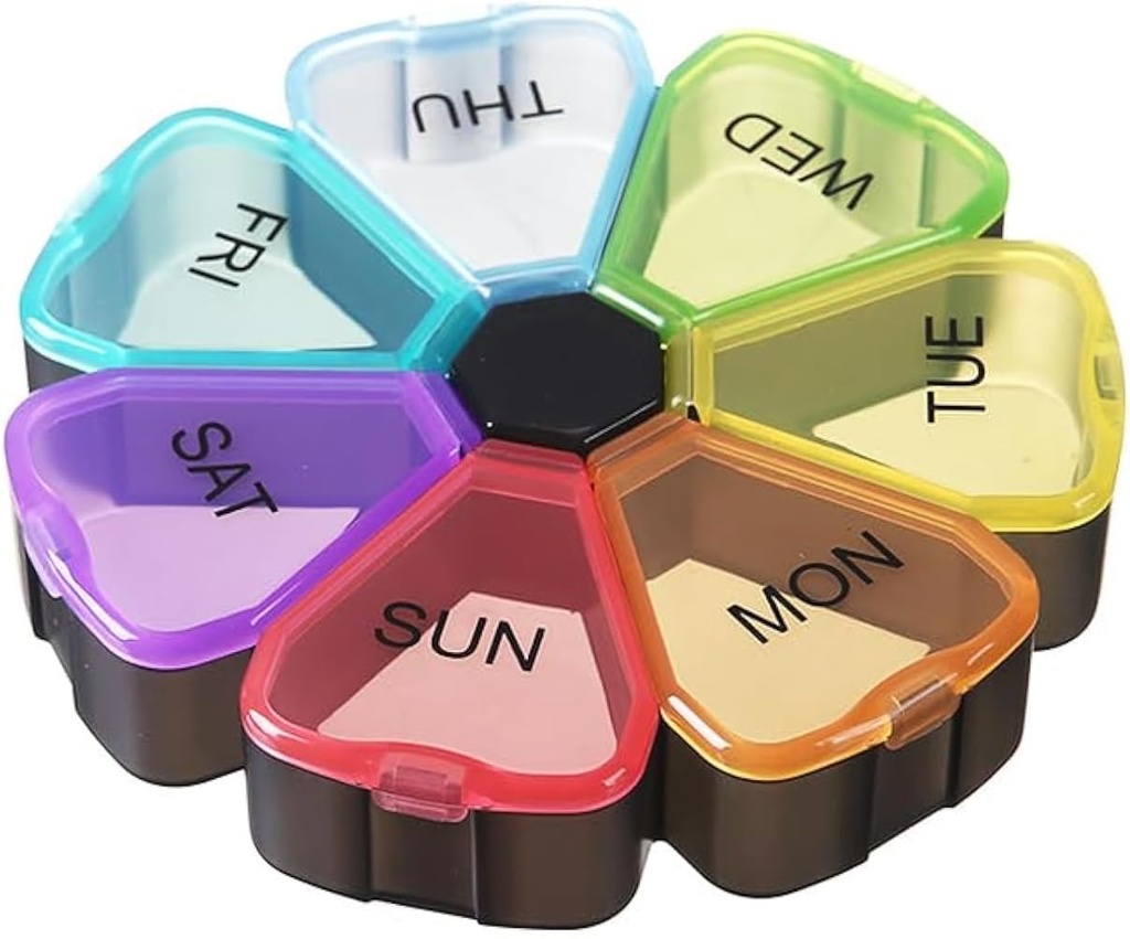 Weekly Pill Organizer 7 Day, Cute Portable Large Daily Medicine Box, Lätt att öppna, BPA Free Travel Pill Case Reminder för Medicinering Dispenser Vitamin Fish Oil Supplements Capsule DHA Holder
