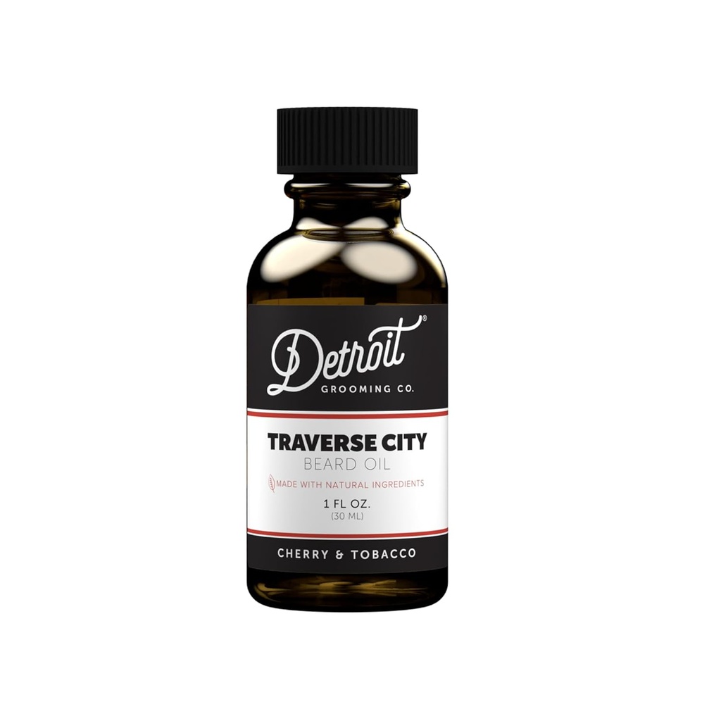 Detroit Grooming Co. Beard Oil | Hydrating & Nourishing Formel med vitamin E | Cherry & Tobacco • Traverse City (1 oz)
