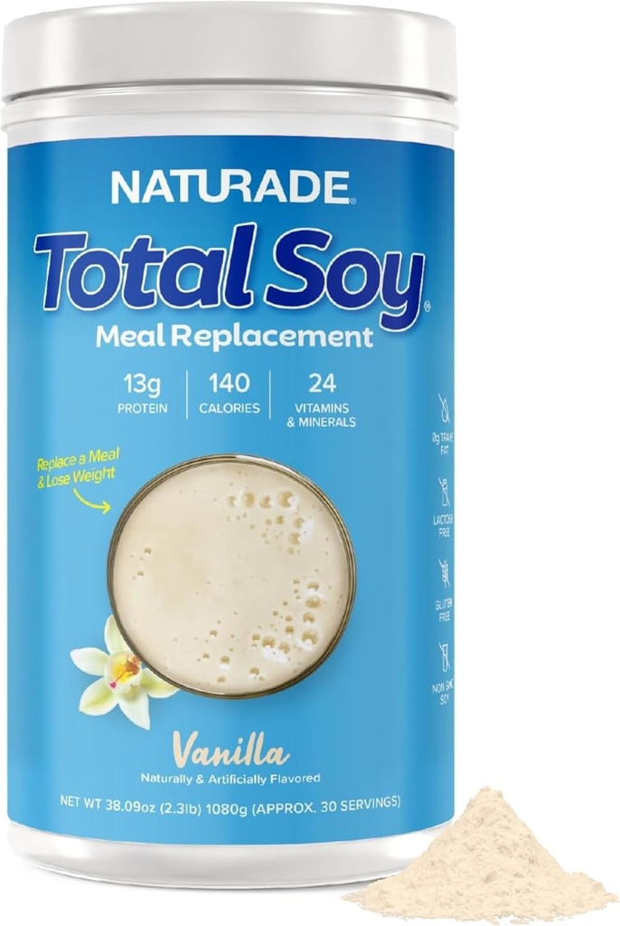 Naturade Total Soy Protein Powder - 13g Protein & 130 kalorier per portion - Zero Trans Fat - Non-GMO Soy - Lactose & Gluten Free - Vanilla (30 portioner)