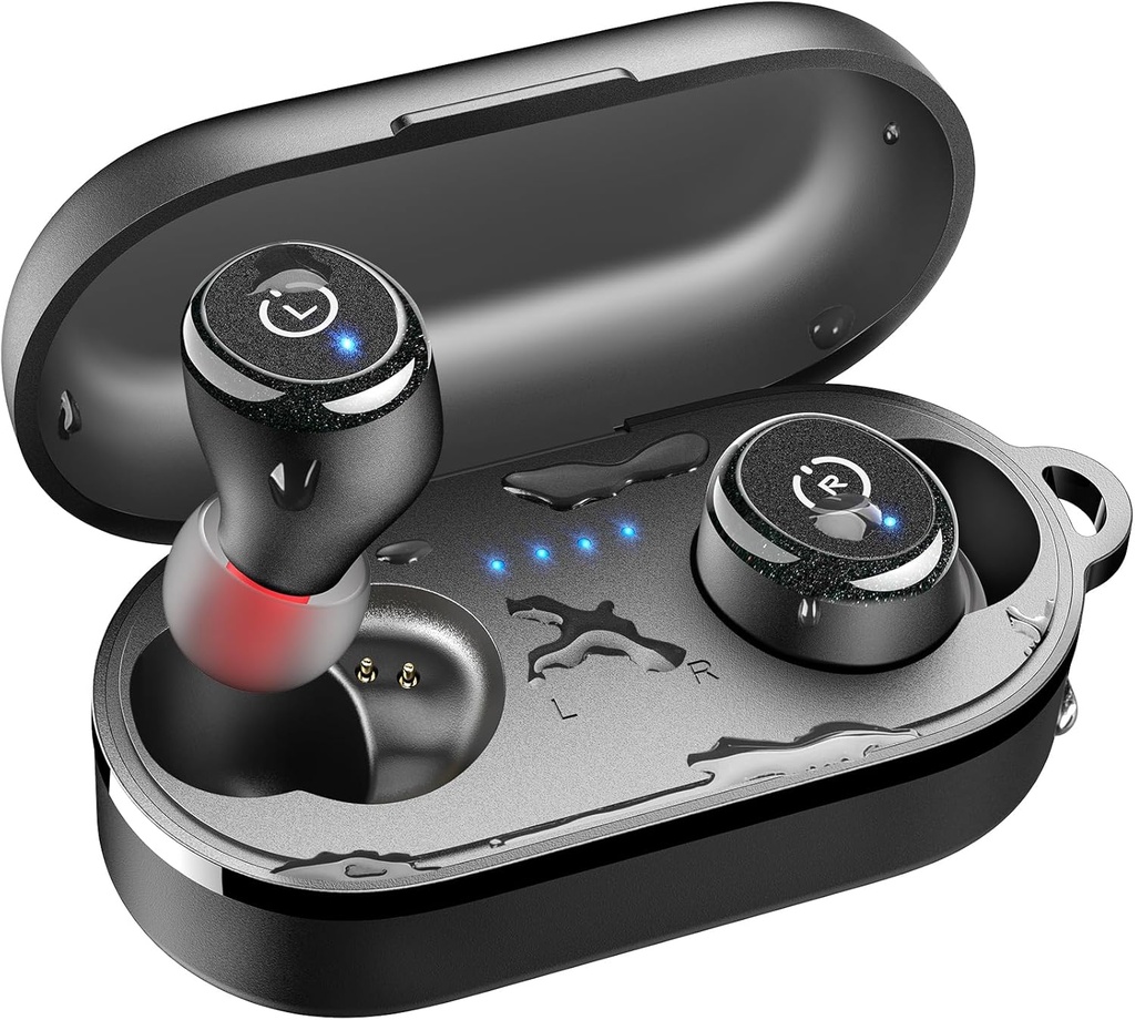 T10 trådlösa öronproppar Bluetooth 5.3 Hörlurar, App Anpassa EQ, Ergonomisk Design, 55H Playtime, Wireless Charging Case, IPX8 Waterproof Sound in-Ear Headset, 2025 New Version