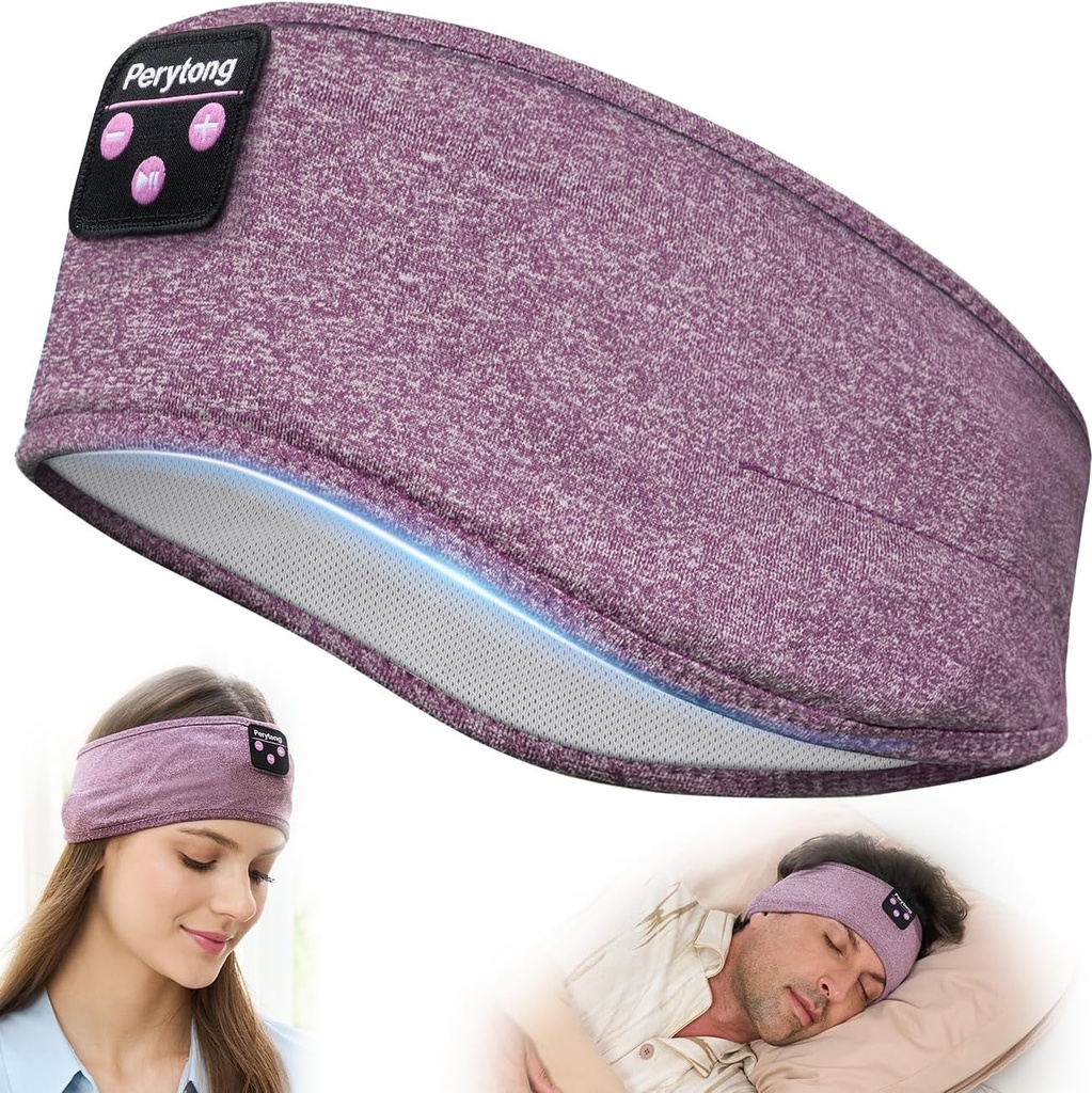 Perytong Sleep Headphones Bluetooth Headband, Headband Headphones for Sleeping, Running, Yoga, Fitness, Travel, Meditation, Suitable for Side Sleepers, Gift for Men Women, Tech Gadgets
