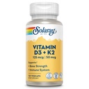 SOLARAY Vitamin D3 K2 - Bone Health and Immune Support Supplement - Med 5000 IE Vitamin D som Vit D3 och 50 mcg Vitamin K2 som Menoquinone MK7, Made Without Soy, 60-Day garanti, 120 Serv, 120 VegCaps