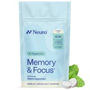 Neuro Memory & Focus Gum - Nootropic Gum med vitamin B12, vitamin B6, L-Theanine & Ginseng Extract - Natural Brain Support Supplement - Vegan, koffein och sockerfri Chews - Peppermint, 90 ct