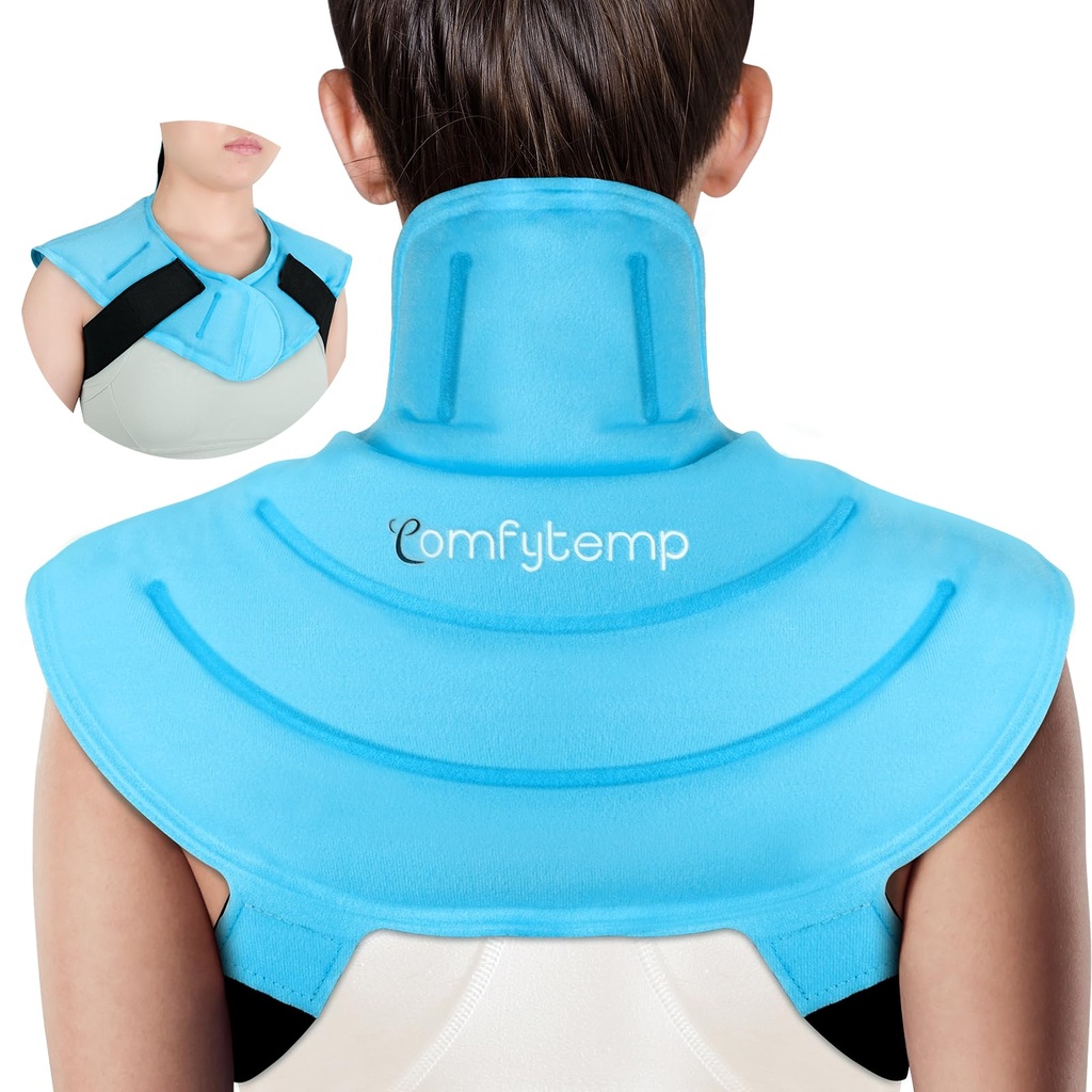 Comfytemp Ice Pack for Neck Shoulders Pain Relief with Straps, Reusable Gel Shoulder Ice Pack Wrap, Cold Compression Physical Therapy Recovery för Upper Back, Cervical Injuries (S)