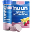 Nuun Sport Electrolyte tabletter med Magnesium, Calcium, kalium, klorid och natrium, Gluten Free & Vegan, jordgubbe Lemonade, 4 Pack (40 portioner totalt)