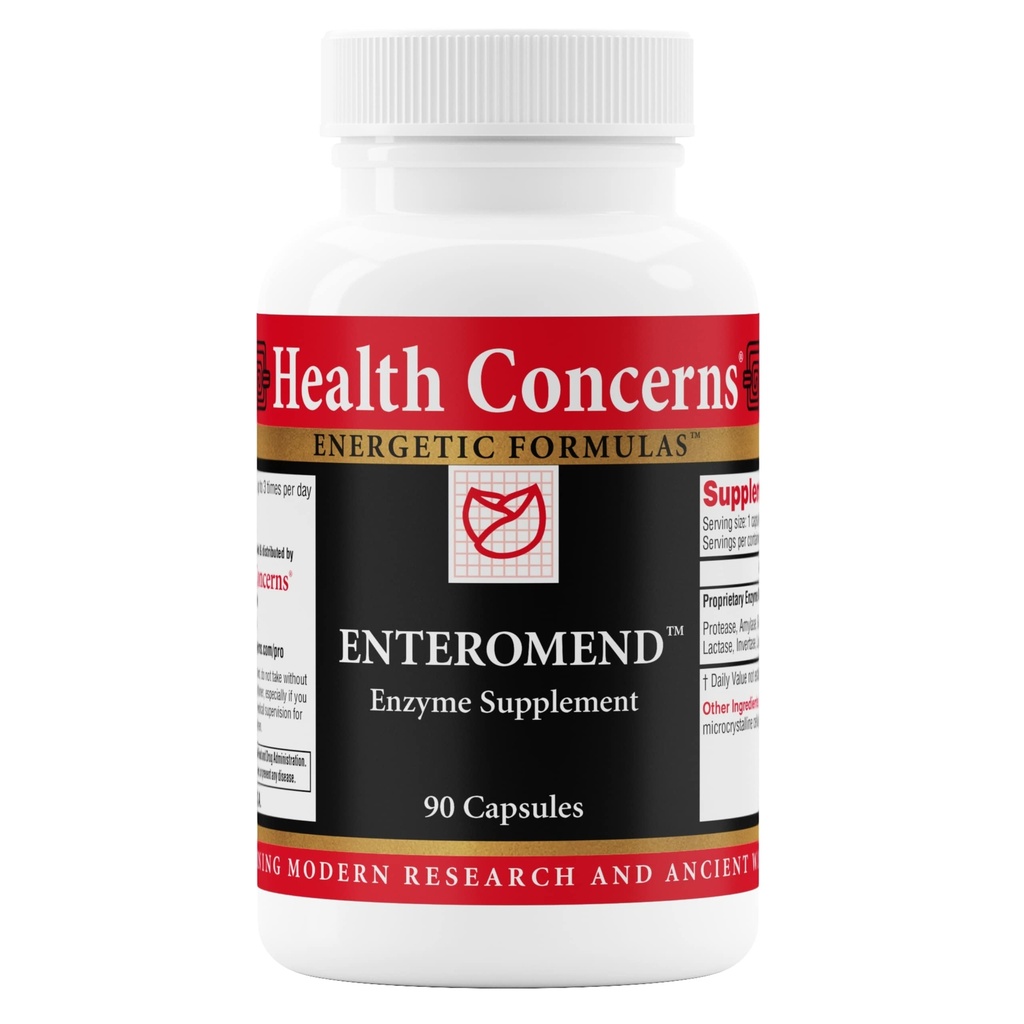 Health Concerns Enteromend - Digestive Enzyme Supplement för Gut Health, Bloating & Food Sensitivity Relief - Intestinal & Digestive Support - Protease, Amylase, Lactase & Peptidase - 90 kapslar