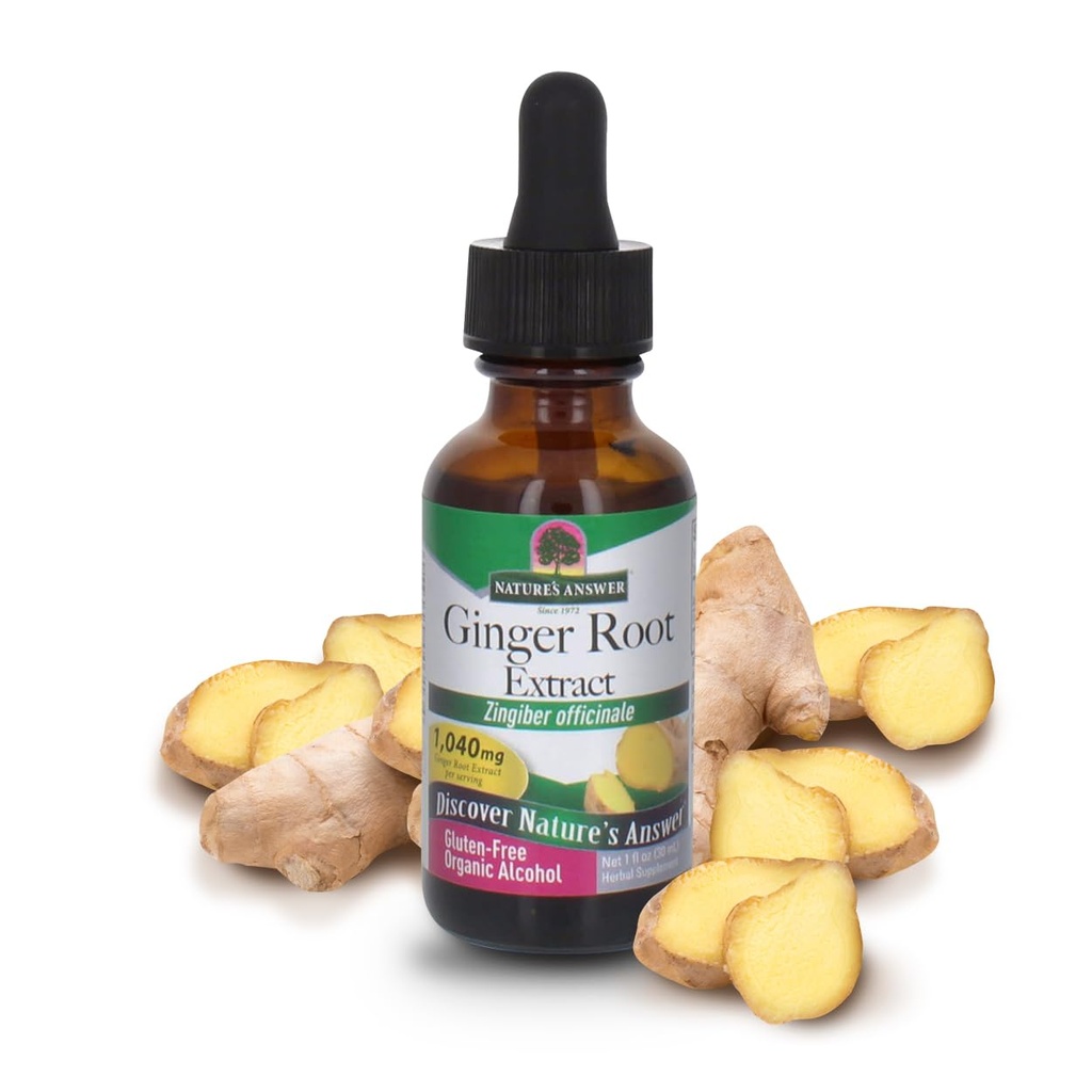 Naturens svar Ginger Root Extract Supplement med organisk alkohol 1 Fluid Ounce | Joint Pain Relief | Inflammatorisk Support | Hjälper till att upprätthålla hälsosam matsmältning