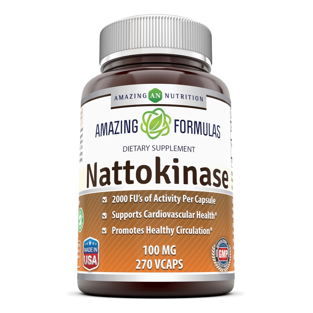 Fantastiska formler Nattokinase Kosttillskott 100 mg Veggie kapslar Tillägg | 2000 FU Enzymaktivitet | Icke-GMO | Glutenfri | Tillverkad i USA (270 greve)