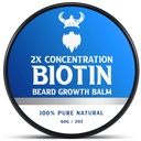 Biotin Beard Balm för Män & Conditioning Beard Wax - Tillverkad med Castor Oil naturliga och organiska ingredienser - Hydrates & Thickens Facial Hair Growth - 2 Ounce Tin