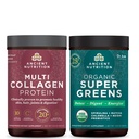 Forntida näring Multi Collagen Protein Powder, Unflavored, 24 Servings + Supergreens Powder, Greens Flavor, 25 Servings