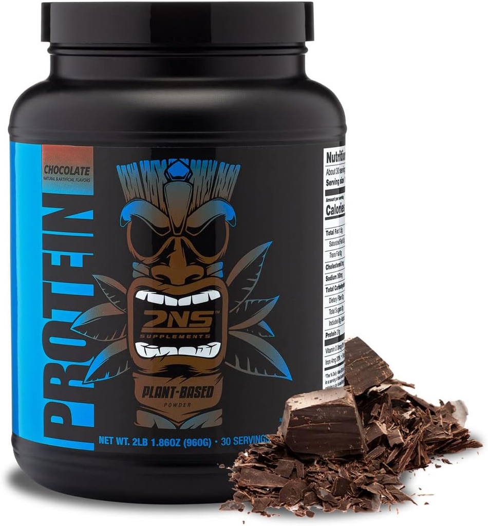 2nd Nature Supplements - Plant-Based Protein, Chocolate, 30 Servings, 2,2 LB - 21G Vegan Protein & EAA för att stödja muskeltillväxt och återhämtning - Inga sockerarter tillagda och tillverkade utan soja, gluten eller genetiskt modifierade organismer
