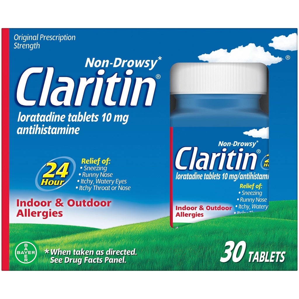 Claritin 24 HR Non Drowsy Allergy Medicine, Loratadine antihistamin tabletter, 30 Ct