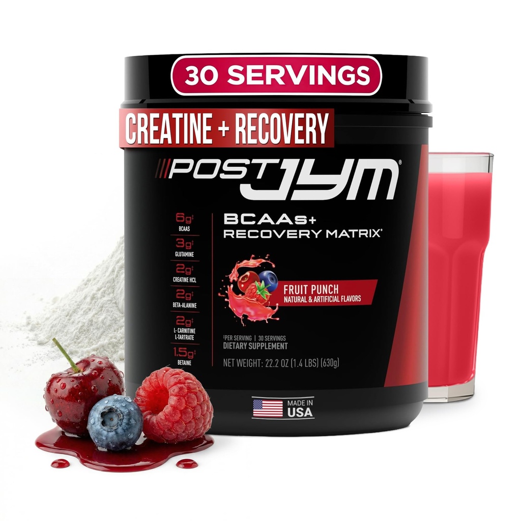 Post JYM Active Matrix - Post-Workout med BCAA, Glutamine, Kreatin HCL, Beta-Alanine och mer JYM Supplement Science Fruit Punch, 30 portioner