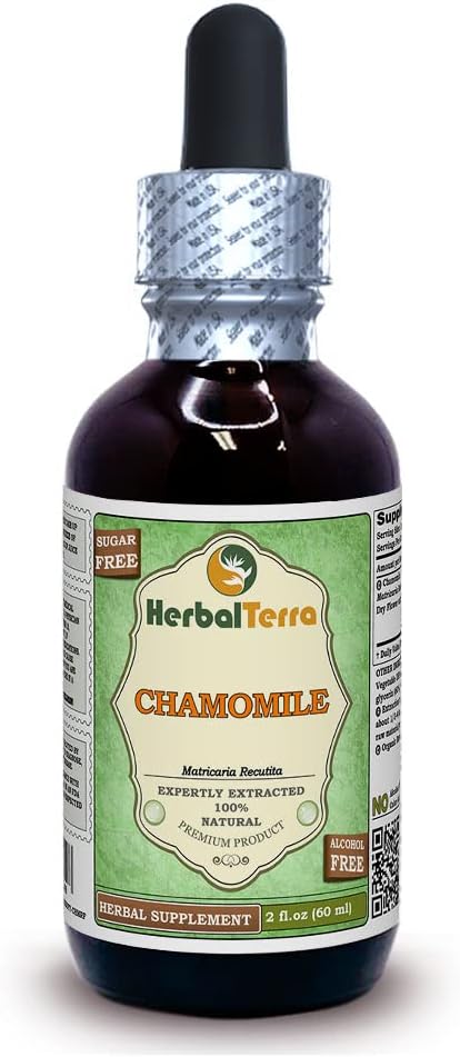 Herbal Terra LLC Chamomile (Matricaria Recutita) Glycerit, Organic Dried Flowers Alcohol-Free Liquid Extract 2 oz