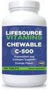 LifeSource Vitamins Vitamin C 500 mg - 100 Chewable tabletter - Fantastisk orange smak - Sweetened w/Stevia