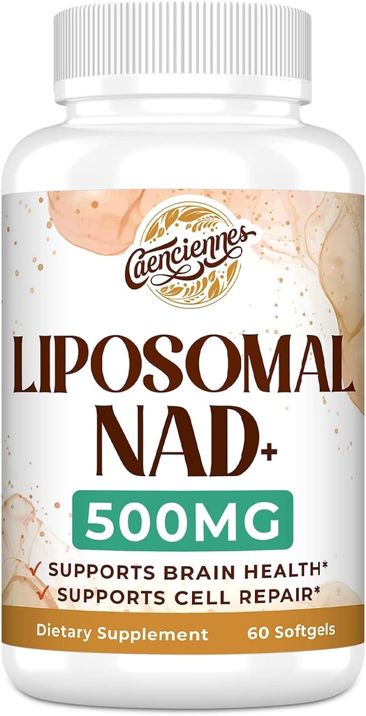 Liposomal NAD + 500 MG Supplement, True NAD Plus Supplement, Superior Absorption, öka NAD + mer effektivt än nikotinamid Riboside för cellulär energi, hälsosam åldrande, 60 Servering