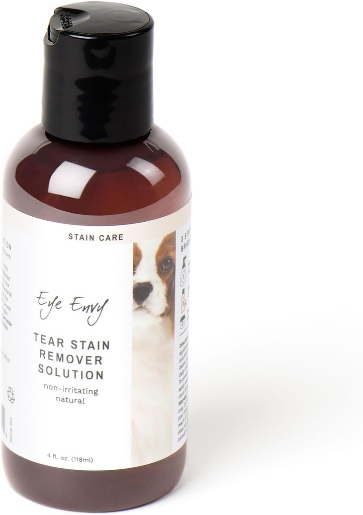 Eye Envy Tear Stain Remover Solution for Dogs. 100% Naturlig, säker. behandlar orsaken till fläckar. Rekommenderas av AKC Breeders, Vets, Handlers, Groomers. Innehåller kolloidalt silver. 4 oz. Tillverkad i USA
