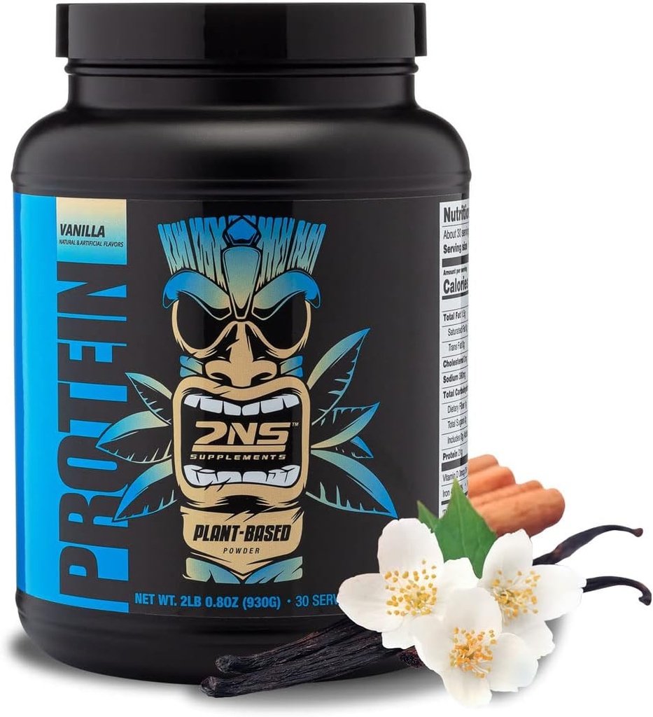 2nd Nature Supplements - Plant-Based Protein, Vanilla, 30 Servings, 2,2 LB - 21G Vegan Protein & EAAs för att stödja muskeltillväxt och återhämtning - Inga sockerarter tillagda och tillverkade utan soja, gluten eller GMO