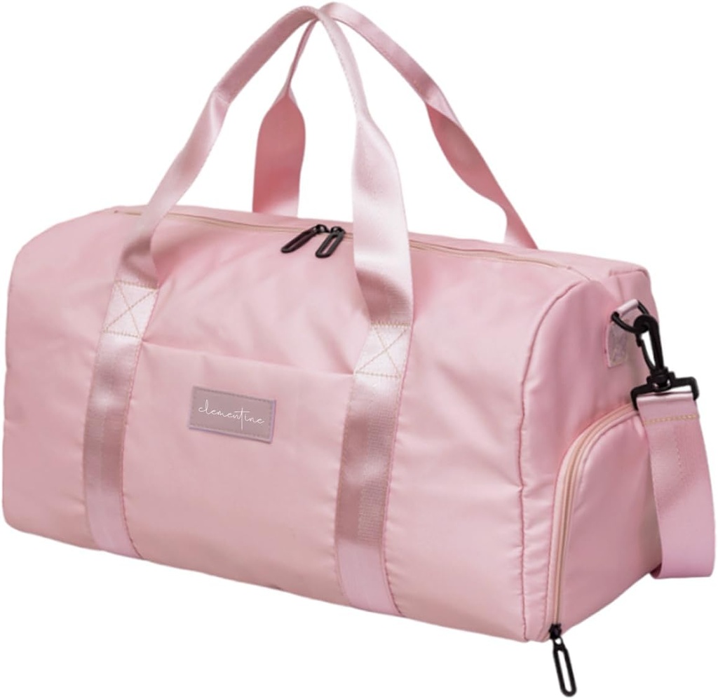 Gym Bag för kvinnor med skor kompartement och våt ficka | Small Durable Lightweight Gym Duffle Bag med motiverande citat och grafisk design | Bra för träning och över natten | Rosa