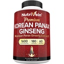 Nutrivein Korean Red Panax Ginseng 1600mg - Extra styrka Formel - 180 kapslar - Boost Energy, Mental Focus & Immune Health Naturligtvis