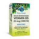 Natural Factors Whole Earth & Sea Vitamin D3 - Kosttillskott stöder starka ben och gemensamma - hjälper Calcium Absorption - Vegan & Non-GMO - 90 vegetariska kapslar (90 portioner)