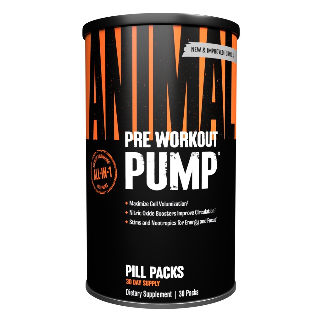 Djurpump Pre-Workout Supplement - för energi, fokus och muskelvolym, med kväveoxidboosters inklusive Stims och Nootropics, Kreatin och Ultimate Pump Enhancer, 30 Packs