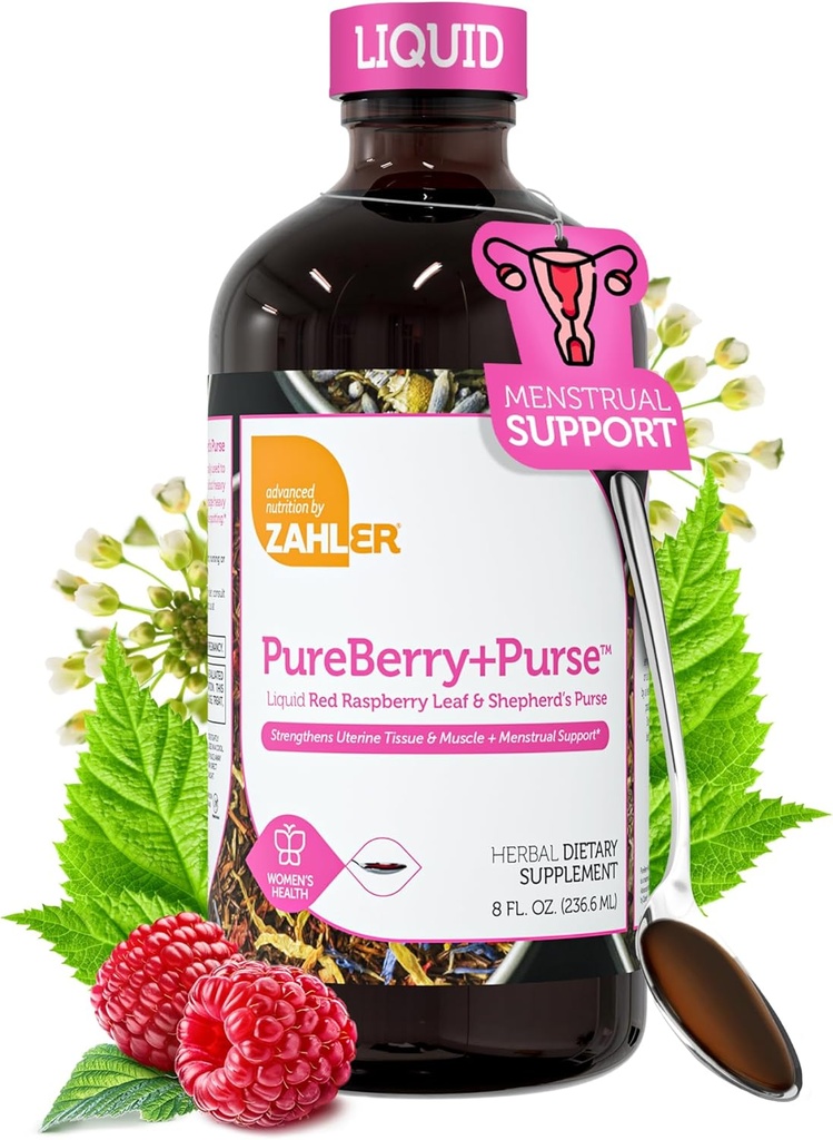 Zahler PureBerry+Purse, Liquid Raspberry Leaf & Sheperd’s Purse, stärker Uterine Tissue, Certified Kosher, 8OZ