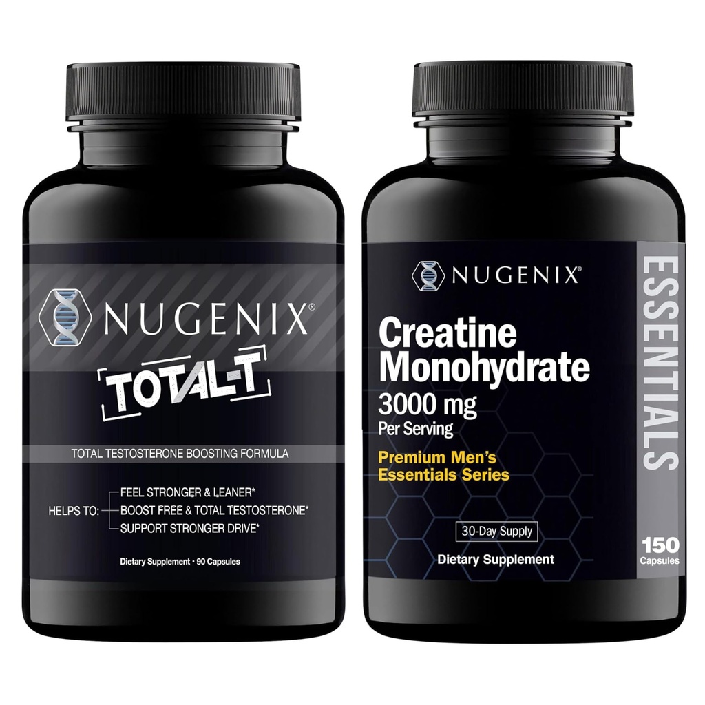 Nugenix Essentials Creatine Monohydrat och Total-T Testosteron Booster för Män