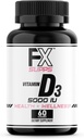 FXSUPPS Vitamin D3 5000 IE (1 Pack, 60 Easy to Swallow Softgels) | Hälsa och Wellness Dietary Supplement för Män & Kvinnor | Cholecalciferol, Bäst för ben, hjärthälsa, immunsystem, Lung Funktion