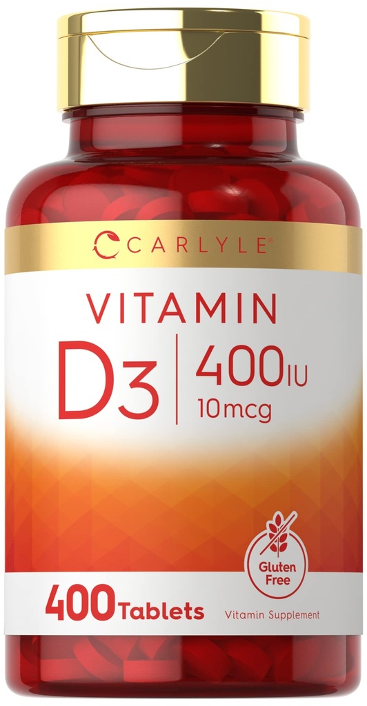 Carlyle Vitamin D3 400iu (10mcg) | 400 tabletter | Värdestorlek | Vegetarisk, icke-GMO och Glutenfri Formel | Vitamin D Supplement