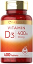 Carlyle Vitamin D3 400iu (10mcg) | 400 tabletter | Värdestorlek | Vegetarisk, icke-GMO och Glutenfri Formel | Vitamin D Supplement