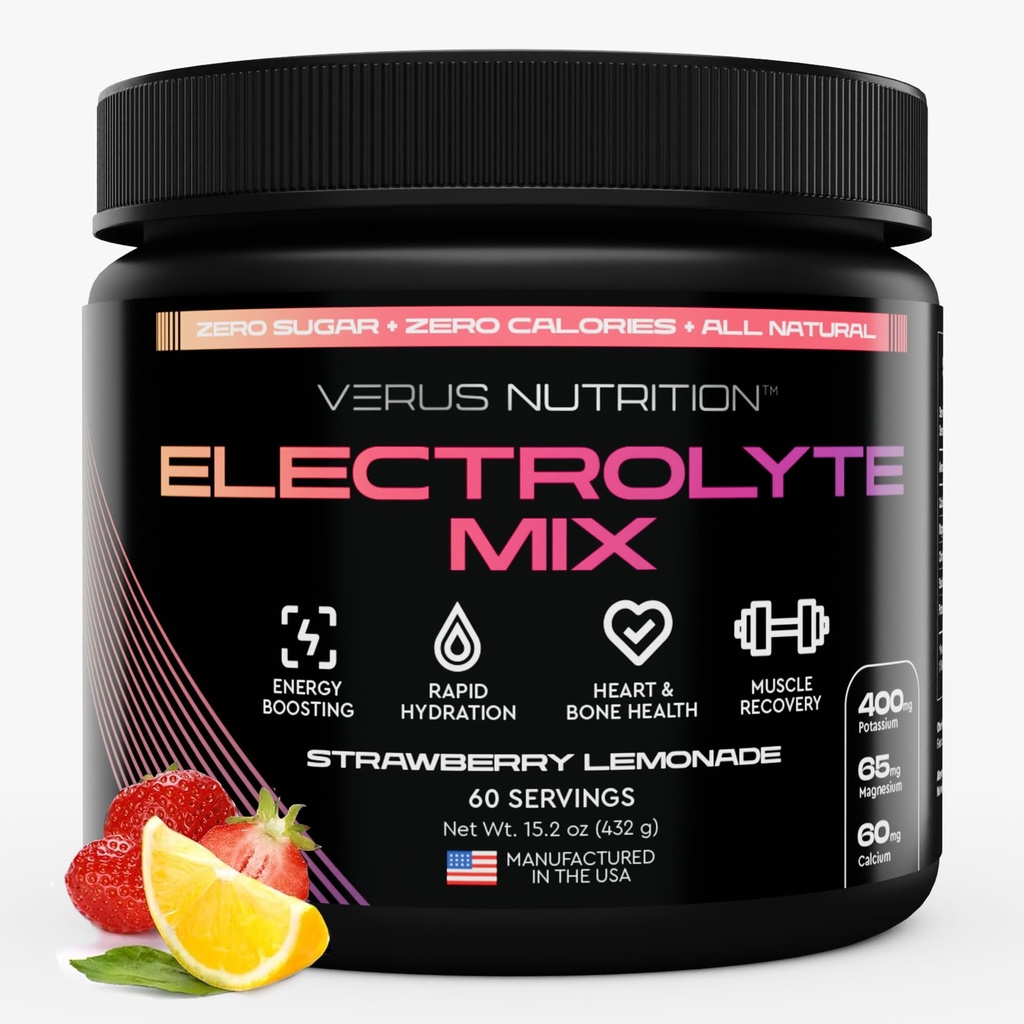Electrolytes Powder No Sugar-Zero Calorie Hydration Powder | Sugar Free Electrolytes för fasta, Keto & Vegan | Naturliga ingredienser Electrolyte Mix, 60 portioner