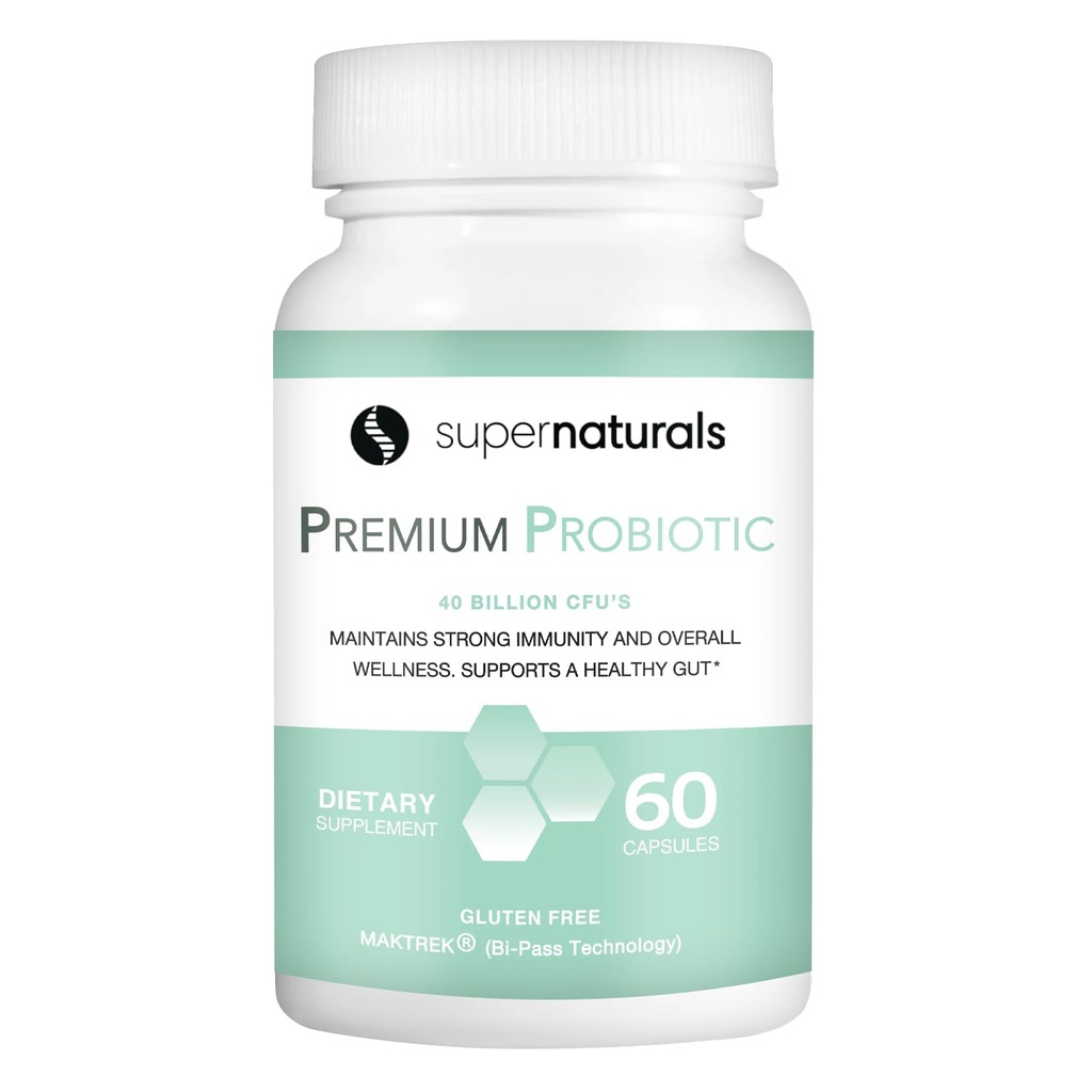 Premium Probiotics, 40 miljarder CFU Probiotics for Digestive Health, Made with MAKTrek Bipass Technology, Women & Mens Probiotics for Gut Health, 60 Probiotic Capsules