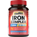Järntillskott för kvinnor och män, med vitamin C, B6, B12 & folat för järnbrist, Blodbyggnad och energistöd, mage vänlig, bättre absorption, icke-GMO, ingen gluten, 60 Vegan Caps