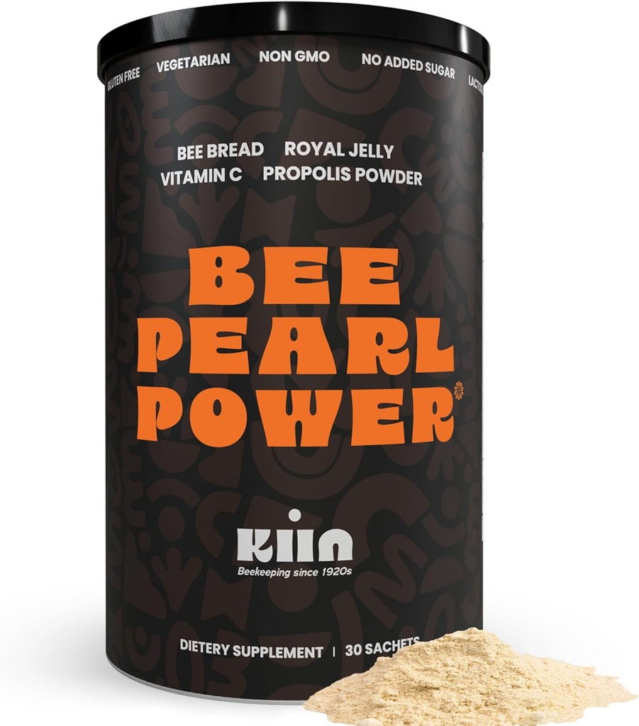 Kiin Bee Brödpulver - Fermented Pollen & Honey, 100% naturlig multivitamin, Superfood för energi, metabolism, sömn, återhämtning, immunitet | Innehåller Royal Jelly och Propolis