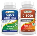 Bästa Naturals Vitamin K2 (MK7) med D3 & Vitamin C 1000 mg
