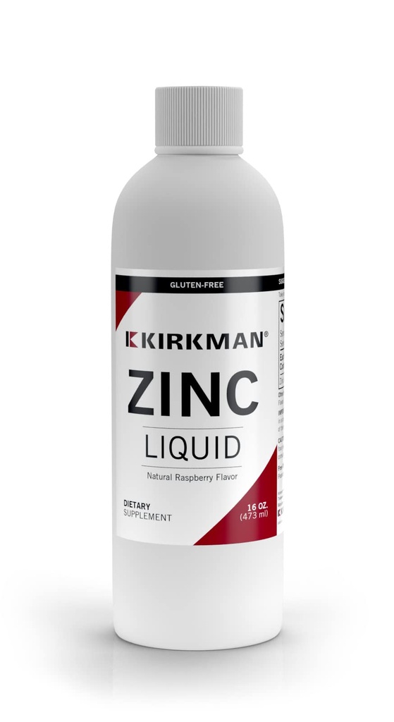 Kirkman - Zink Liquid - Ny formulering - 16 oz - smaksatt med naturlig hallon - fri från gemensamma allergener