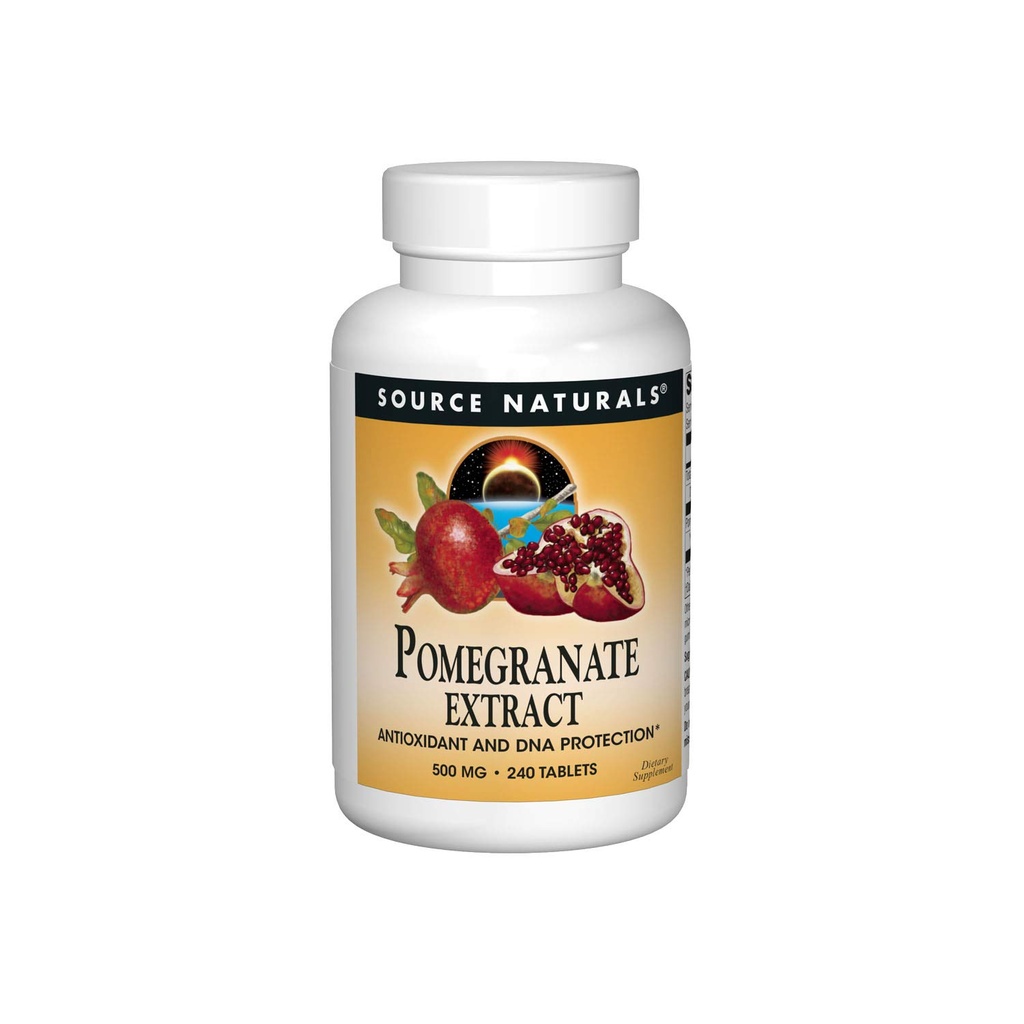 Källa Naturals Granatäpple Extrakt, Antioxidant och DNA Health *, 500 mg | Vegetarisk vänlig granatäpple Frukt Extrakt Avkastning 400 mg Ellagic Acid & Dietary Fiber - 240 tabletter