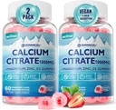 Calcium Citrate 1000mg, Calcium Gummies med Calcium & Magnesium 2:1 Ratio, Plus Vitamin D3, Zink, B6 & Potassium - Hög Absorberbar Calcium Chewable, Bone & Muscle Support, Vegan, Sugar-Free, 120Cts