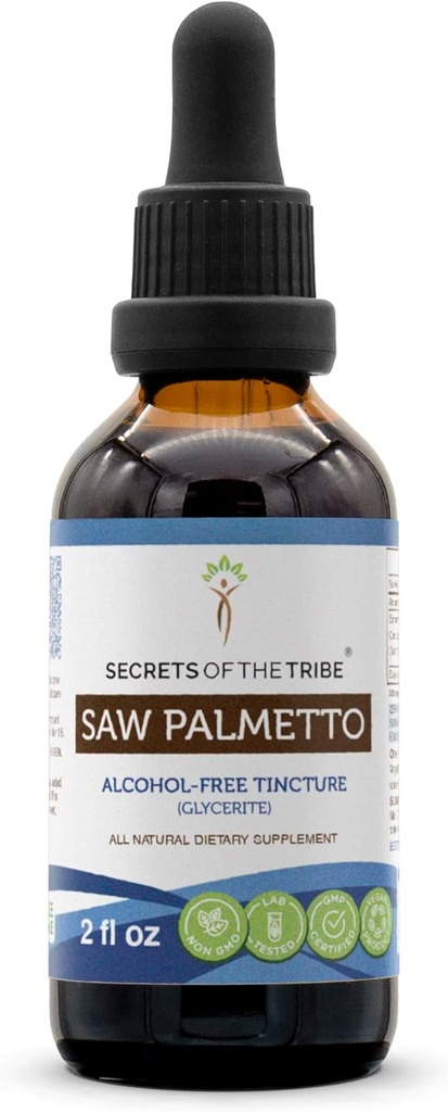 Saw Palmetto Tincture Alcohol-Free Liquid Extract, Saw Palmetto (Serenoa Repens) Torkade Berry (2 FL OZ)