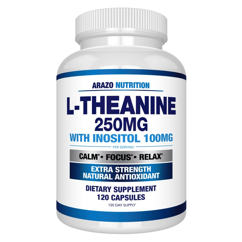 Arazo Nutrition L-Theanine 250mg (Extra Styrka) med Inositol 100mg, 120 kapslar Vegetarian