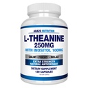 Arazo Nutrition L-Theanine 250mg (Extra Styrka) med Inositol 100mg, 120 kapslar Vegetarian