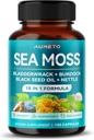 Premium Sea Moss Supplement med Black Seed Oil, Ashwagandha, Bladderwrack, Nettle- Advanced 18-i-1 Formel för immunförsvar, Mineral-Rich - Tillverkad i USA (150 greve 1)