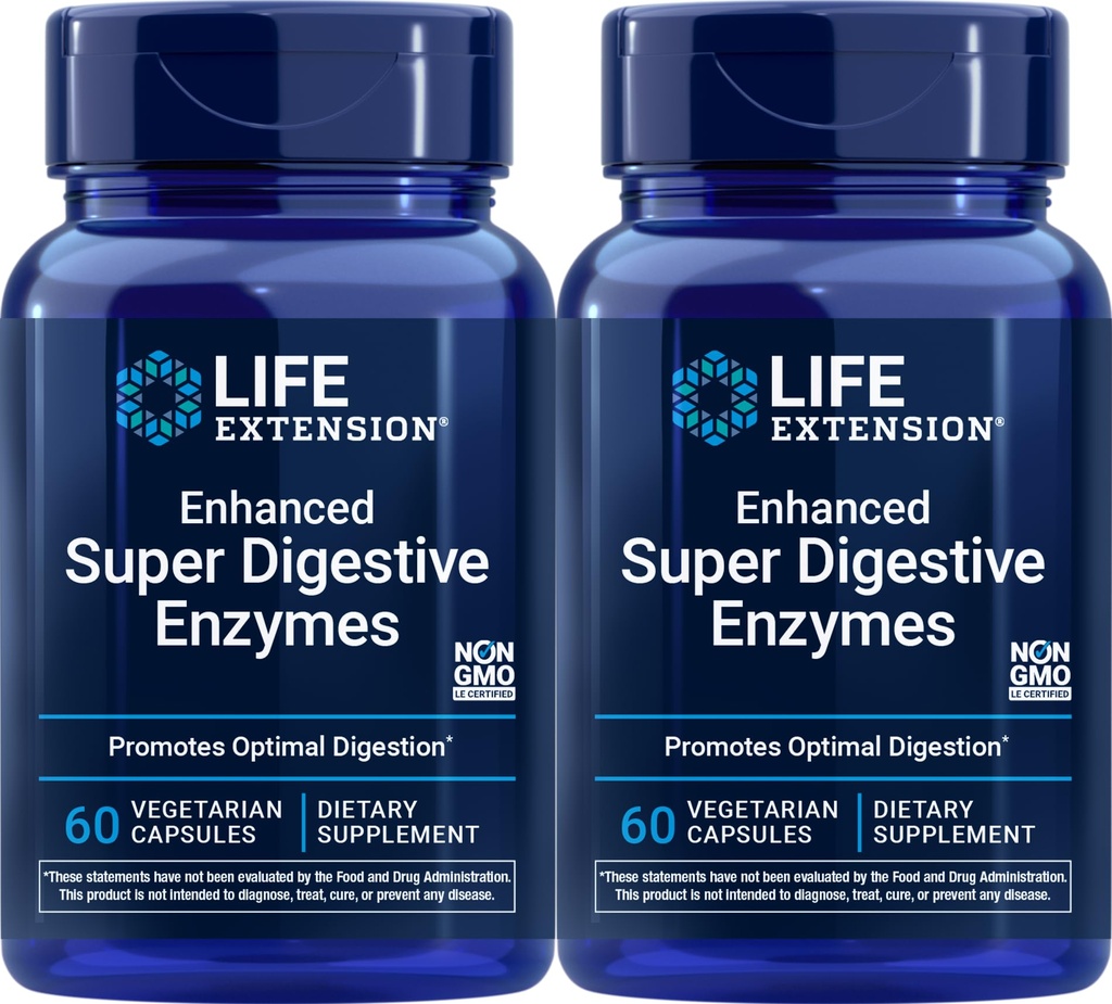 Livslängd Förbättrad Super Digestive Enzymes, 60 Vegetariska kapslar (Pack of 2)