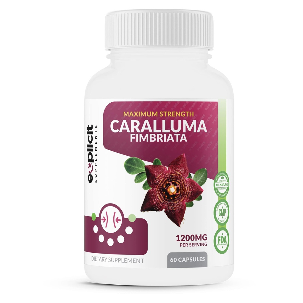 Pure Caralluma Fimbriata Max Strength - Appetite Suppressant, Öka fettbränna, viktminskning tillägg, icke-stim - för män och kvinnor - 1200mg per portion, 30 portioner, 60 kapslar