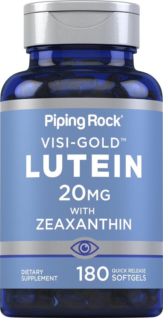 Piping Rock Lutein och Zeaxanthin Supplement | 20mg | 180 Softgels | från Marigold Extract | Non-GMO, Gluten Free
